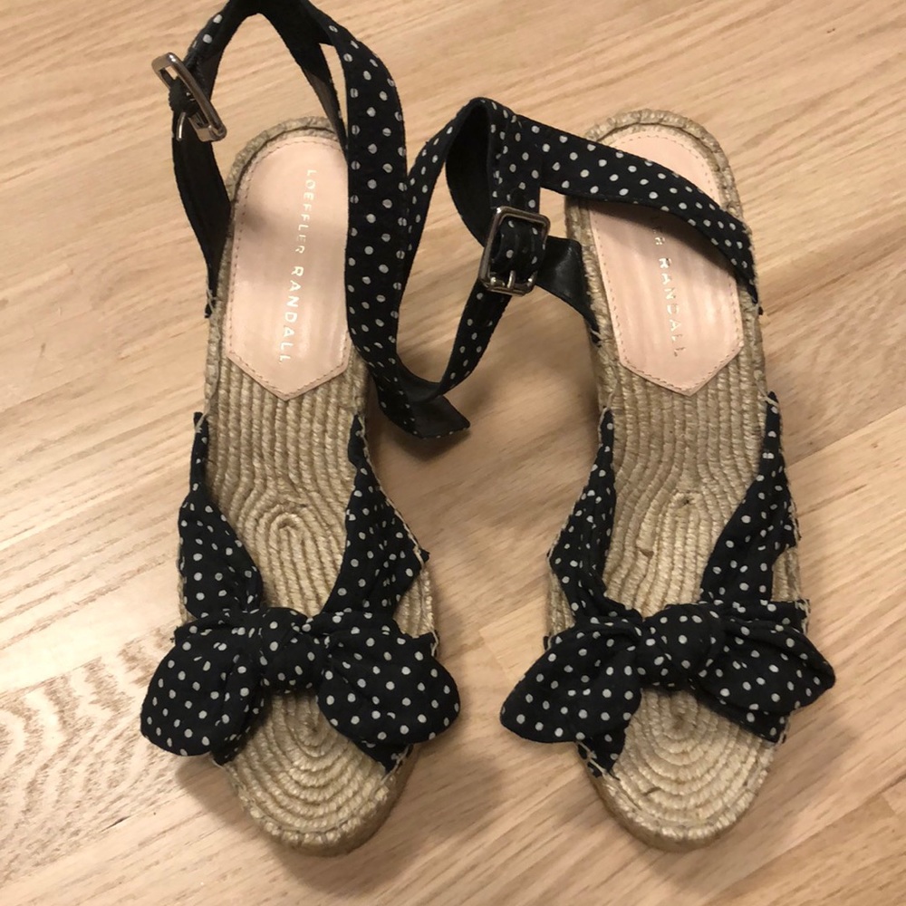 New unworn Loeffler Randall Tessa wedge sandals 7